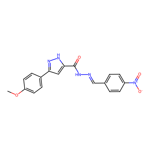 3-(4-methoxyphenyl)-N'-[(E)-(4-nitrophenyl)methylidene]-1H-pyrazole-5-carbohydrazide structure