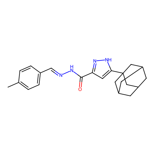 (E)-3-((1S,3s)-adamantan-1-yl)-N'-(4-methylbenzylidene)-1H-pyrazole-5-carbohydrazide structure