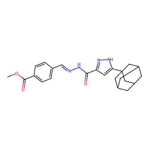 4-((5-Adamantan-1-YL-2H-pyrazole-3-carbonyl)-hydrazono-ME)-benzoic acid ME ester structure
