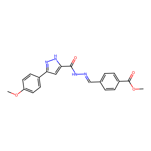 (E)-methyl 4-((2-(3-(4-methoxyphenyl)-1H-pyrazole-5-carbonyl)hydrazono)methyl)benzoate structure