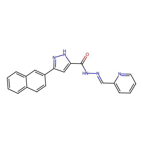 3-(2-naphthyl)-N'-(2-pyridinylmethylene)-1H-pyrazole-5-carbohydrazide structure