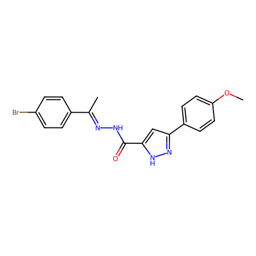N'-[(1E)-1-(4-bromophenyl)ethylidene]-3-(4-methoxyphenyl)-1H-pyrazole-5-carbohydrazide structure