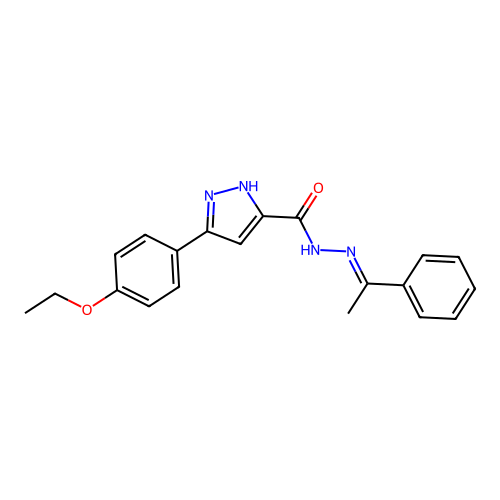 3-(4-ethoxyphenyl)-N'-[(1E)-1-phenylethylidene]-1H-pyrazole-5-carbohydrazide structure