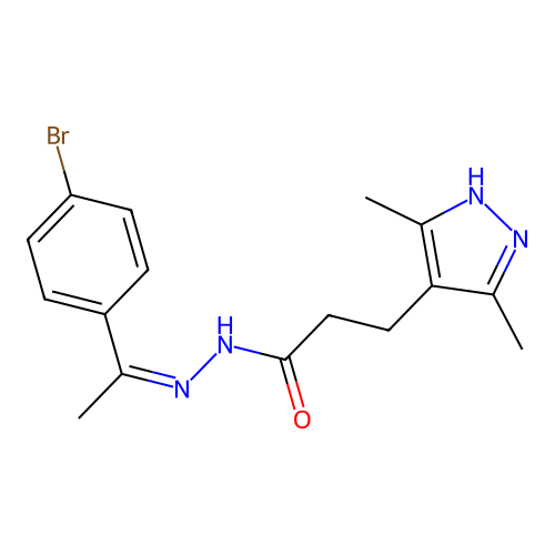 (Z)-N'-(1-(4-bromophenyl)ethylidene)-3-(3,5-dimethyl-1H-pyrazol-4-yl)propanehydrazide structure