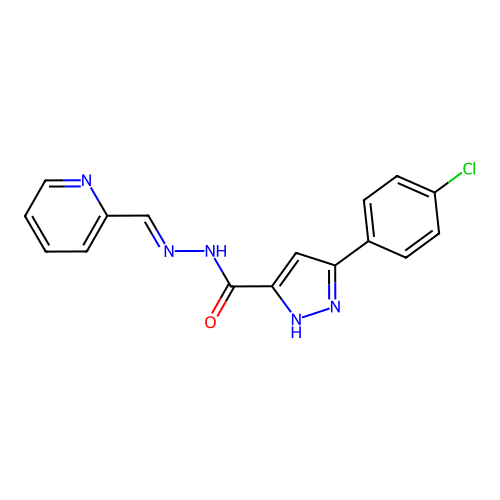 3-(4-Chlorophenyl)-N'-(2-pyridinylmethylene)-1H-pyrazole-5-carbohydrazide structure