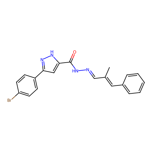 3-(4-bromophenyl)-N'-[(1E,2E)-2-methyl-3-phenylprop-2-en-1-ylidene]-1H-pyrazole-5-carbohydrazide structure