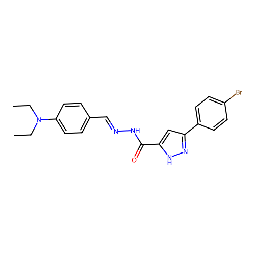 3-(4-bromophenyl)-N'-{(E)-[4-(diethylamino)phenyl]methylidene}-1H-pyrazole-5-carbohydrazide structure