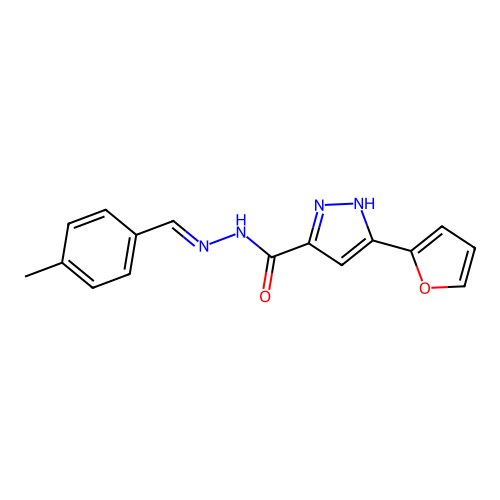 (E)-3-(furan-2-yl)-N'-(4-methylbenzylidene)-1H-pyrazole-5-carbohydrazide structure