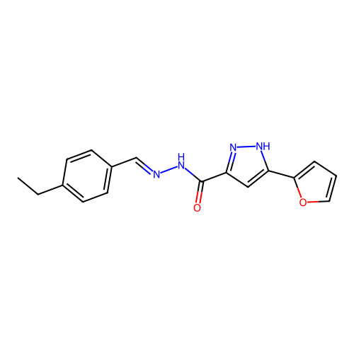 (E)-N'-(4-ethylbenzylidene)-3-(furan-2-yl)-1H-pyrazole-5-carbohydrazide structure