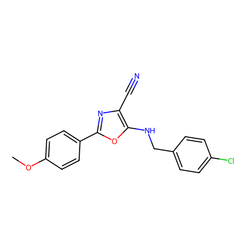 5-[(4-Chlorobenzyl)amino]-2-(4-methoxyphenyl)-1,3-oxazole-4-carbonitrile structure
