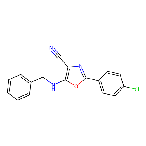 5-(Benzylamino)-2-(4-chlorophenyl)-1,3-oxazole-4-carbonitrile structure