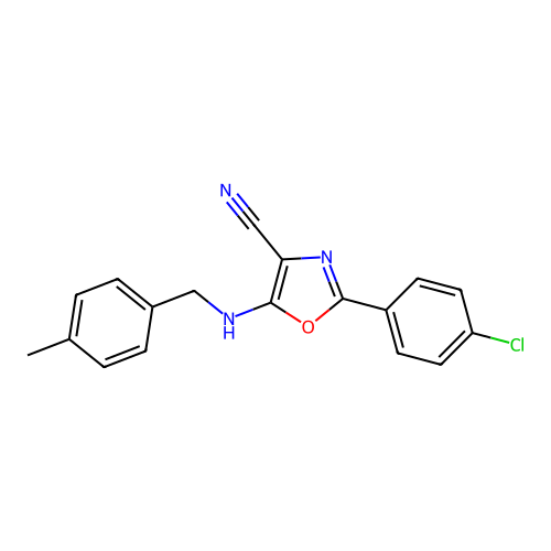 2-(4-Chlorophenyl)-5-[(4-methylbenzyl)amino]-1,3-oxazole-4-carbonitrile structure