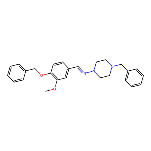 4-benzyl-N-{(E)-[4-(benzyloxy)-3-methoxyphenyl]methylidene}-1-piperazinamine structure