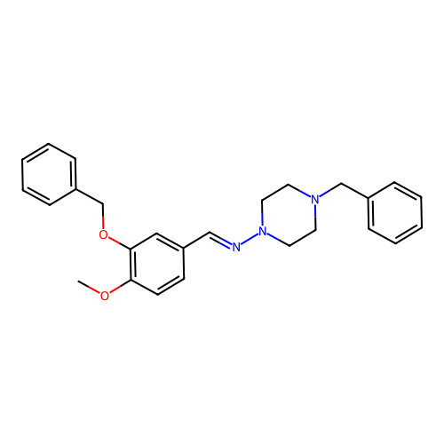 N-(4-benzylpiperazin-1-yl)-1-(4-methoxy-3-phenylmethoxyphenyl)methanimine structure
