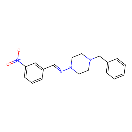 4-benzyl-N-[(E)-(3-nitrophenyl)methylidene]-1-piperazinamine structure