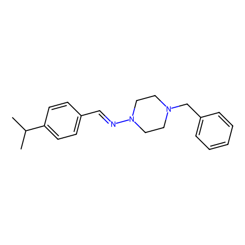 (E)-4-benzyl-N-(4-isopropylbenzylidene)piperazin-1-amine structure