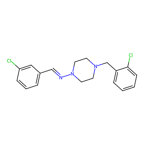 4-(2-chlorobenzyl)-N-[(E)-(3-chlorophenyl)methylidene]-1-piperazinamine structure