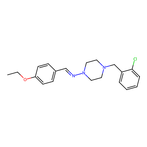 4-(2-chlorobenzyl)-N-[(E)-(4-ethoxyphenyl)methylidene]-1-piperazinamine structure