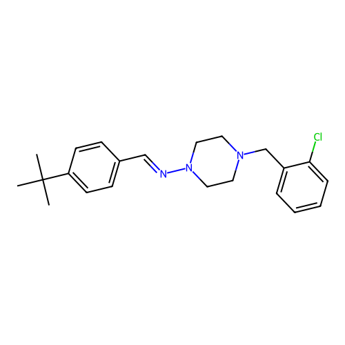 N-[(E)-(4-tert-butylphenyl)methylidene]-4-(2-chlorobenzyl)-1-piperazinamine structure