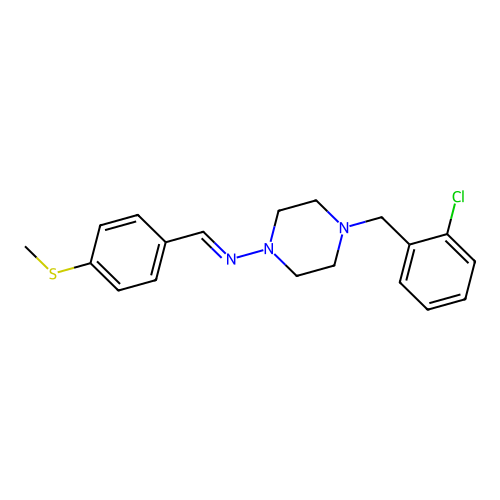 (4-(2-Chloro-benzyl)-piperazin-1-YL)-(4-methylsulfanyl-benzylidene)-amine structure