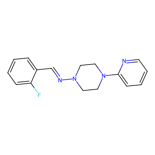 N-[(E)-(2-fluorophenyl)methylidene]-4-(2-pyridinyl)-1-piperazinamine structure