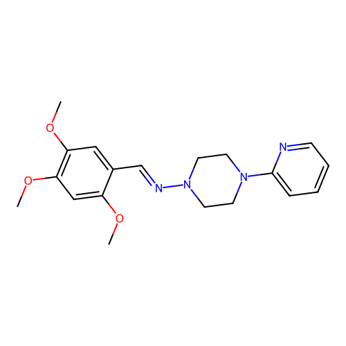 4-(pyridin-2-yl)-N-[(E)-(2,4,5-trimethoxyphenyl)methylidene]piperazin-1-amine structure