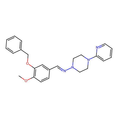 N-[3-(benzyloxy)-4-methoxybenzylidene]-4-(2-pyridinyl)-1-piperazinamine structure
