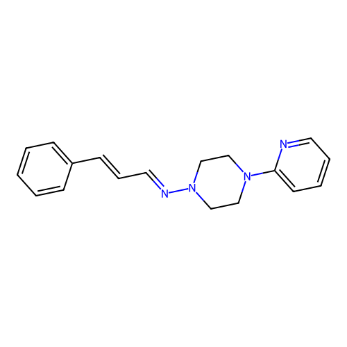 N-(3-phenyl-2-propen-1-ylidene)-4-(2-pyridinyl)-1-piperazinamine structure
