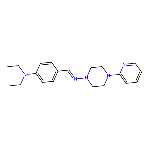 (E)-N-(4-(diethylamino)benzylidene)-4-(pyridin-2-yl)piperazin-1-amine structure