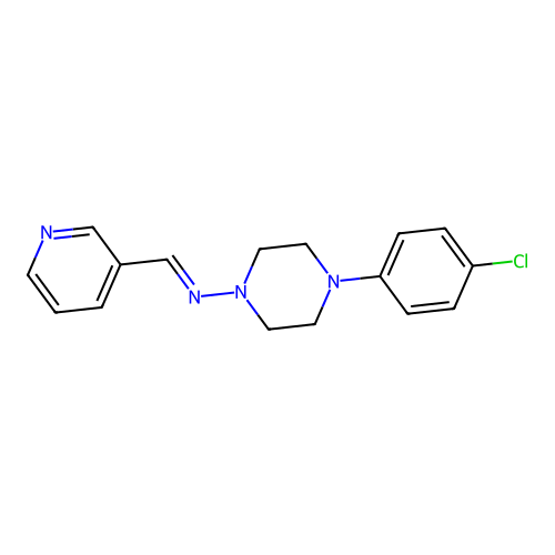 4-(4-chlorophenyl)-N-(pyridin-3-ylmethylene)piperazin-1-amine structure
