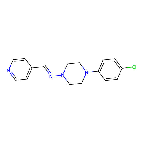 4-(4-chlorophenyl)-N-[(E)-4-pyridinylmethylidene]-1-piperazinamine structure