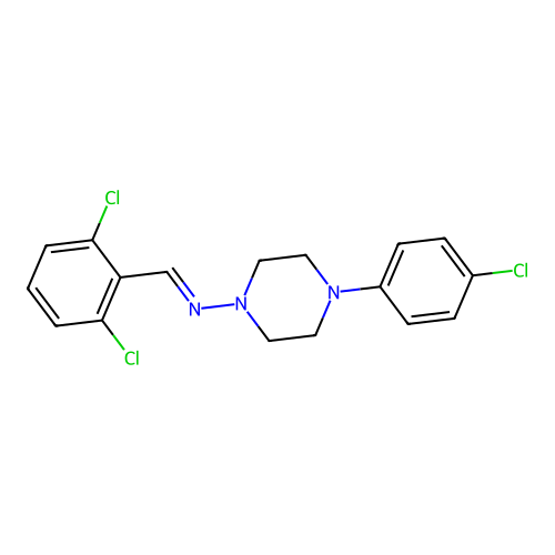 (4-(4-Chloro-phenyl)-piperazin-1-YL)-(2,6-dichloro-benzylidene)-amine structure