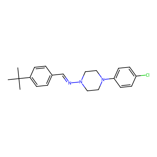 (4-Tert-butyl-benzylidene)-(4-(4-chloro-phenyl)-piperazin-1-YL)-amine structure