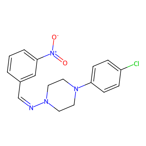 4-(4-chlorophenyl)-N-(3-nitrobenzylidene)-1-piperazinamine structure