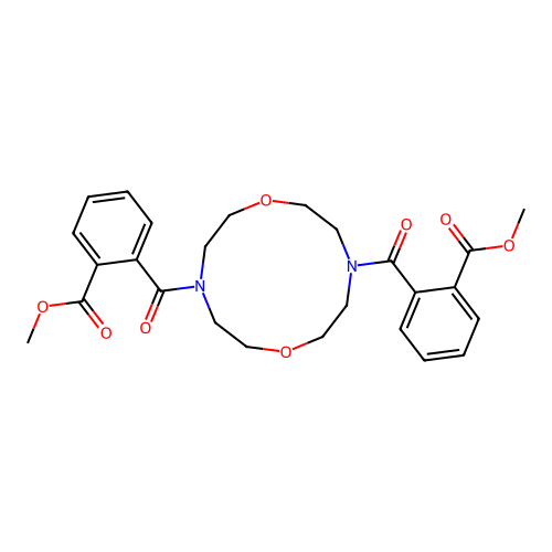 Dimethyl 2,2'-(1,7-dioxa-4,10-diazacyclododecane-4,10-dicarbonyl)dibenzoate structure