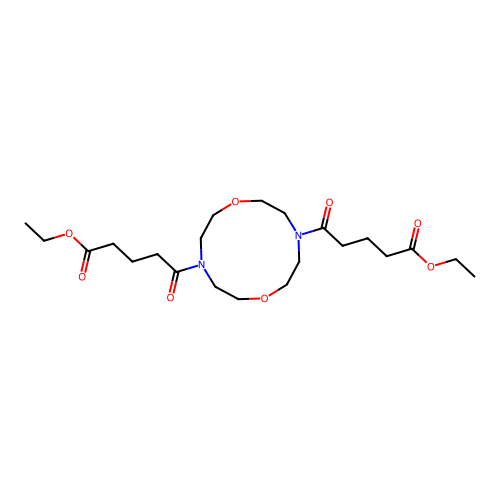Diethyl 5,5'-(1,7-dioxa-4,10-diazacyclododecane-4,10-diyl)bis(5-oxopentanoate) structure