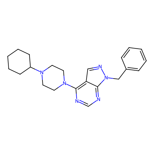 4-(4-Cyclohexylpiperazinyl)-1-benzylpyrazolo[5,4-d]pyrimidine structure
