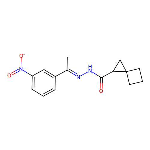 N'-(1-{3-nitrophenyl}ethylidene)spiro[2.3]hexane-1-carbohydrazide structure