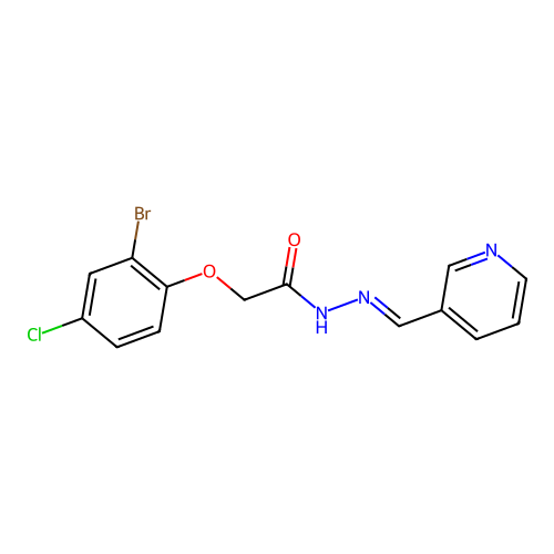 2-(2-bromo-4-chlorophenoxy)-N'-[(E)-pyridin-3-ylmethylidene]acetohydrazide structure