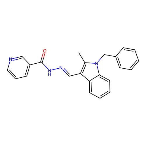 N-[(E)-(1-benzyl-2-methylindol-3-yl)methylideneamino]pyridine-3-carboxamide structure