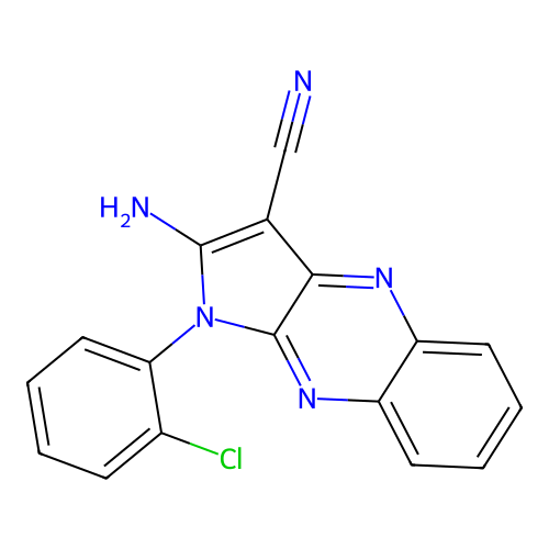 2-amino-1-(2-chlorophenyl)-1H-pyrrolo[2,3-b]quinoxaline-3-carbonitrile structure