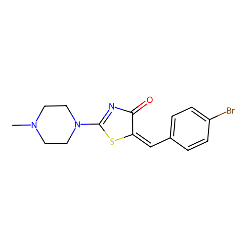 (E)-5-(4-bromobenzylidene)-2-(4-methylpiperazin-1-yl)thiazol-4(5H)-one structure