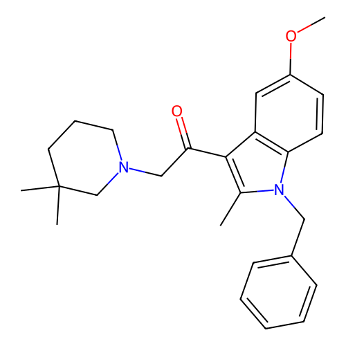 1-(1-benzyl-5-methoxy-2-methyl-1H-indol-3-yl)-2-(3,3-dimethylpiperidin-1-yl)ethanone structure