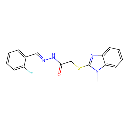 N'-(2-Fluorobenzylidene)-2-((1-methyl-1H-benzimidazol-2-YL)thio)acetohydrazide structure