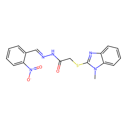 2-[(1-methyl-1H-benzimidazol-2-yl)sulfanyl]-N'-[(E)-(2-nitrophenyl)methylidene]acetohydrazide structure