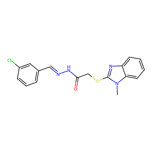 N'-(3-Chlorobenzylidene)-2-((1-methyl-1H-benzimidazol-2-YL)thio)acetohydrazide structure