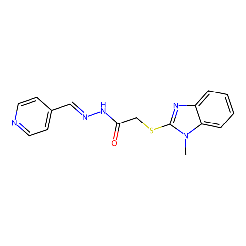 2-[(1-methyl-1H-benzimidazol-2-yl)sulfanyl]-N'-[(E)-pyridin-4-ylmethylidene]acetohydrazide structure