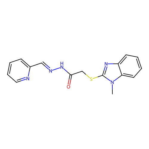 2-((1-Methyl-1H-benzimidazol-2-YL)thio)-N'-(2-pyridinylmethylene)acetohydrazide structure