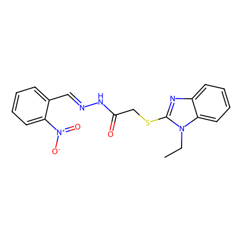 2-[(1-ethyl-1H-benzimidazol-2-yl)sulfanyl]-N'-[(E)-(2-nitrophenyl)methylidene]acetohydrazide structure