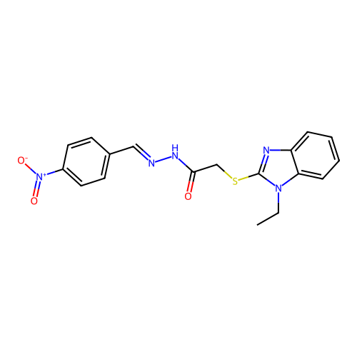 2-[(1-ethyl-1H-benzimidazol-2-yl)sulfanyl]-N'-[(E)-(4-nitrophenyl)methylidene]acetohydrazide structure